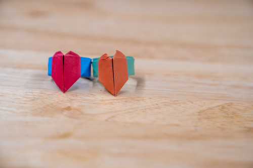 Origami paper heart rings